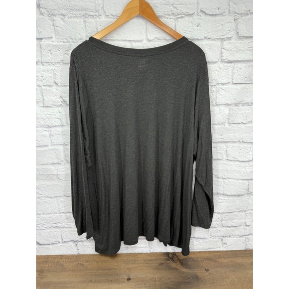 Market & Spruce Hannah VNeck Long Sleeve Tee Grey 3X Plus Size Rayon Spandex - Picture 4 of 8